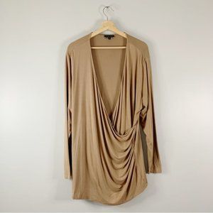 Universal Standard 18 20 Medium M Liquid Jersey Two Way Long Sleeve Wrap Tan